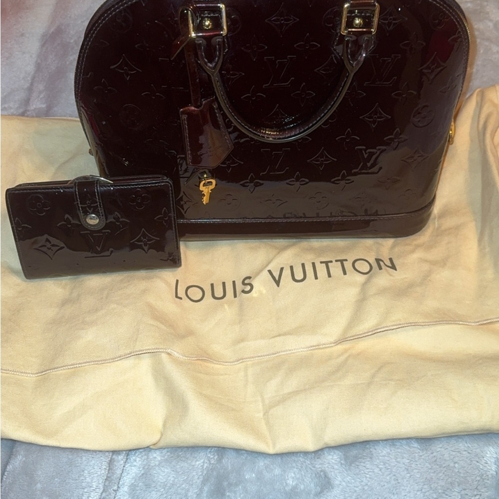 Louis Vuitton Monogram Vernis Handbag and Wallet Set - purple